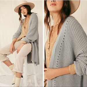 Free People Gray Knit Cardigan